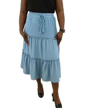 30066, Runway Ready Women's Ruffle Skirt W/Rope & Tassels- (S-XL)