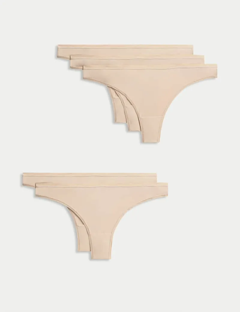 5pk No VPL Microfibre Low Rise Thongs