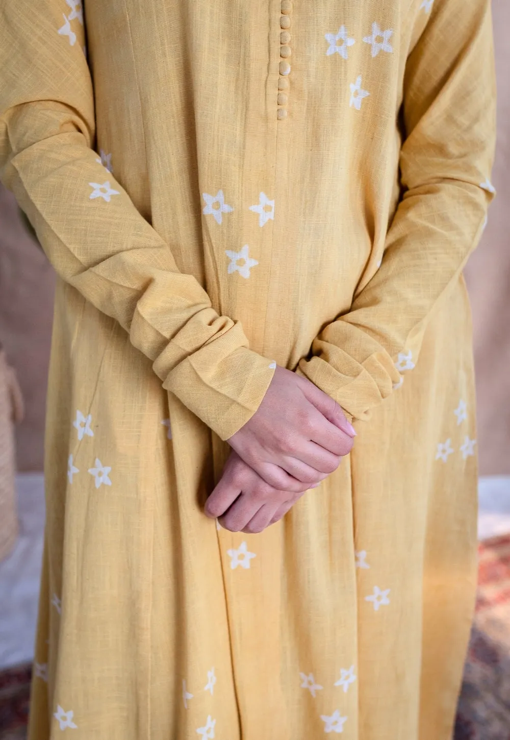 Affana Dabu Slub Cotton Kali Kurta