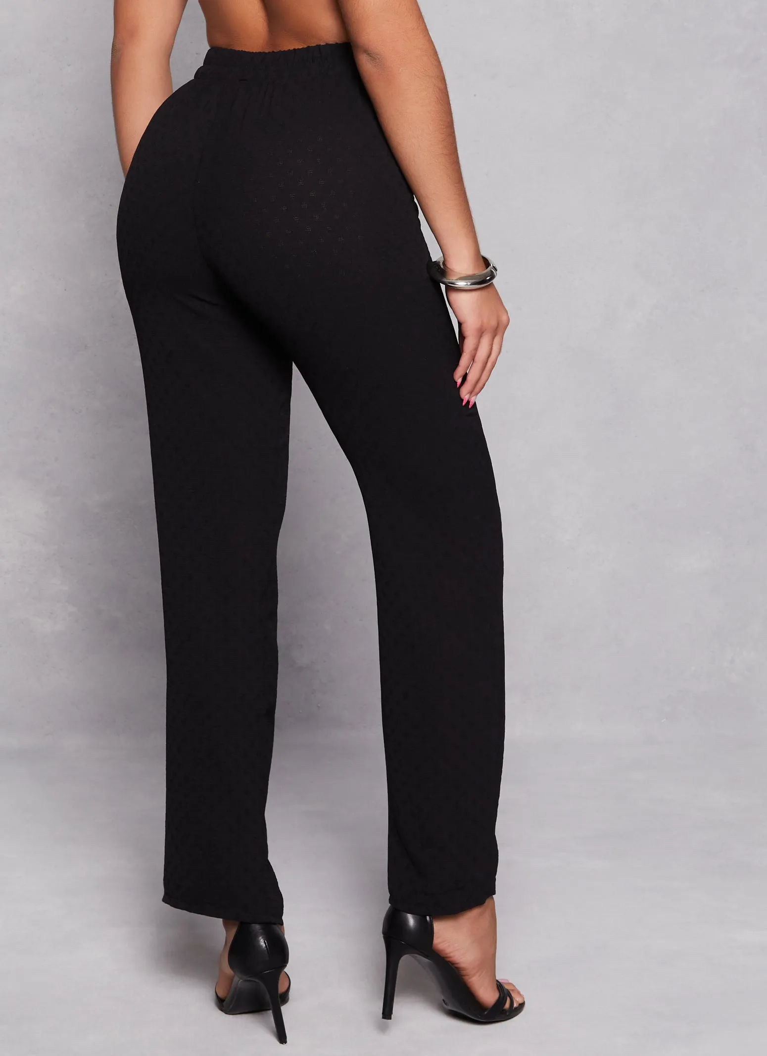 Airy Slit Hem High Waist Pants