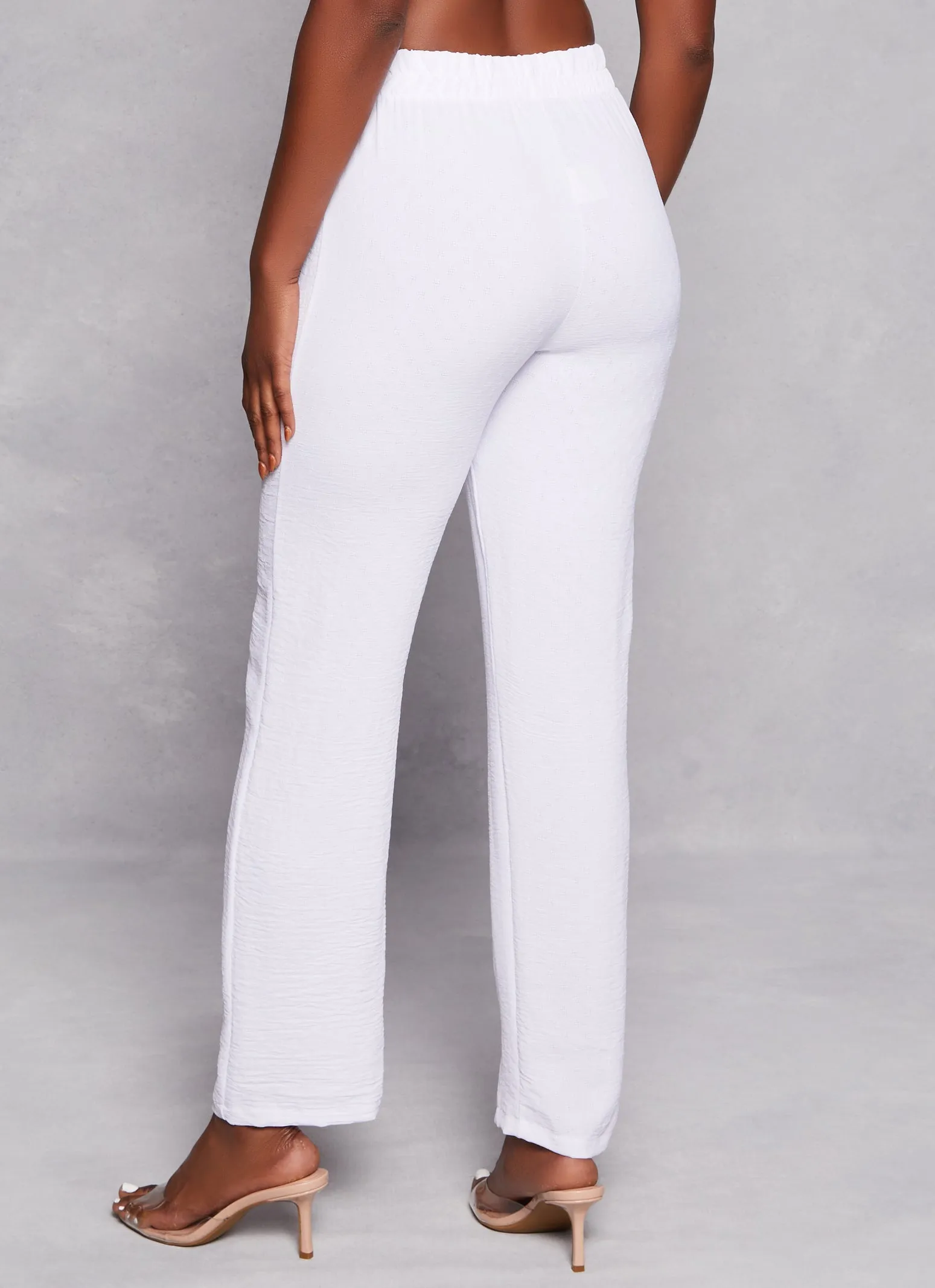 Airy Slit Hem High Waist Pants