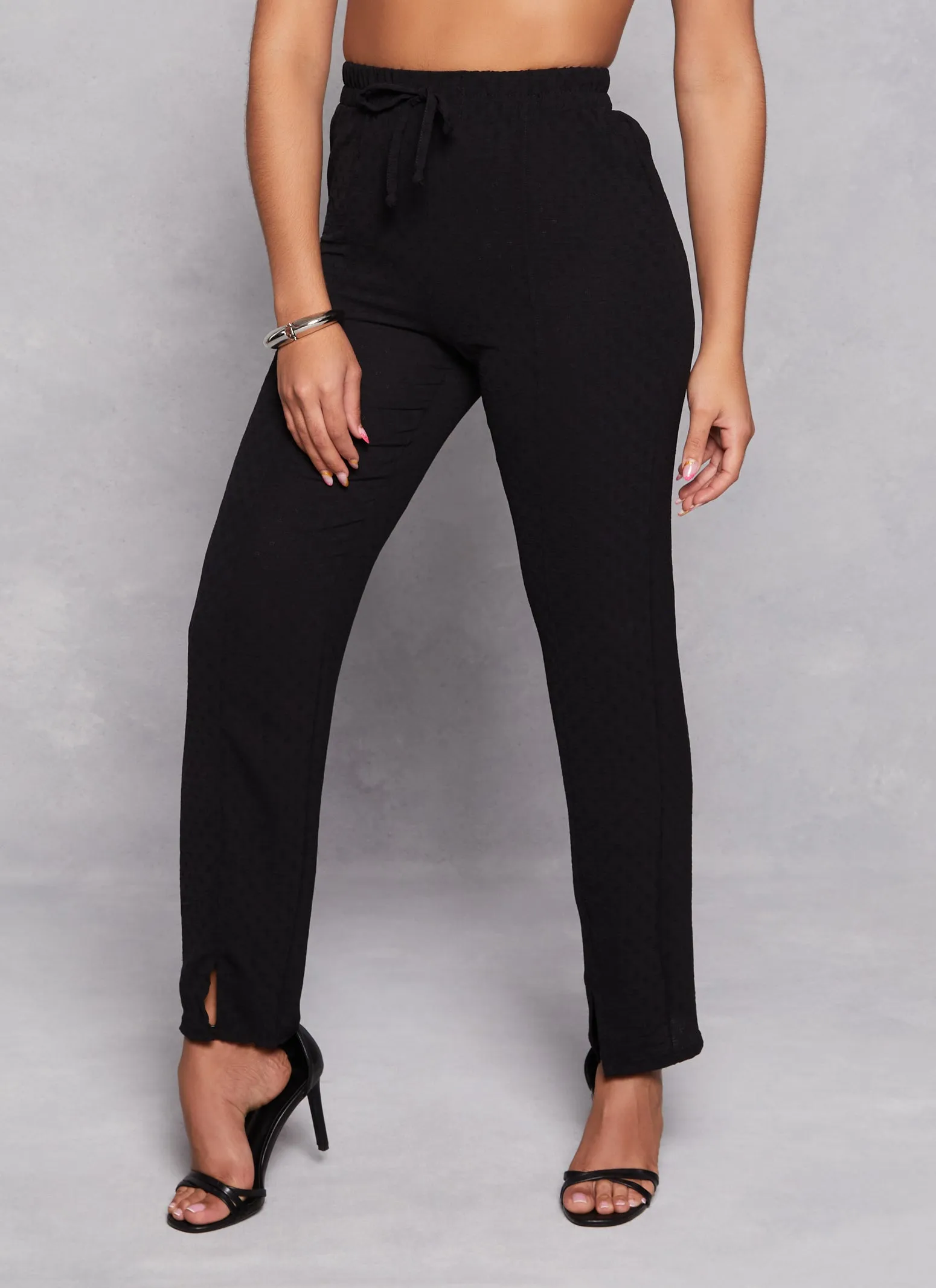 Airy Slit Hem High Waist Pants