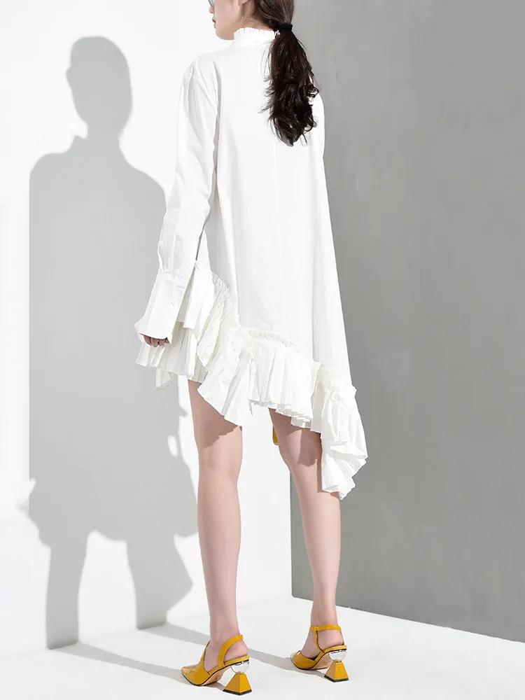 Akihiko Long Sleeve Irregular Shirt Dress