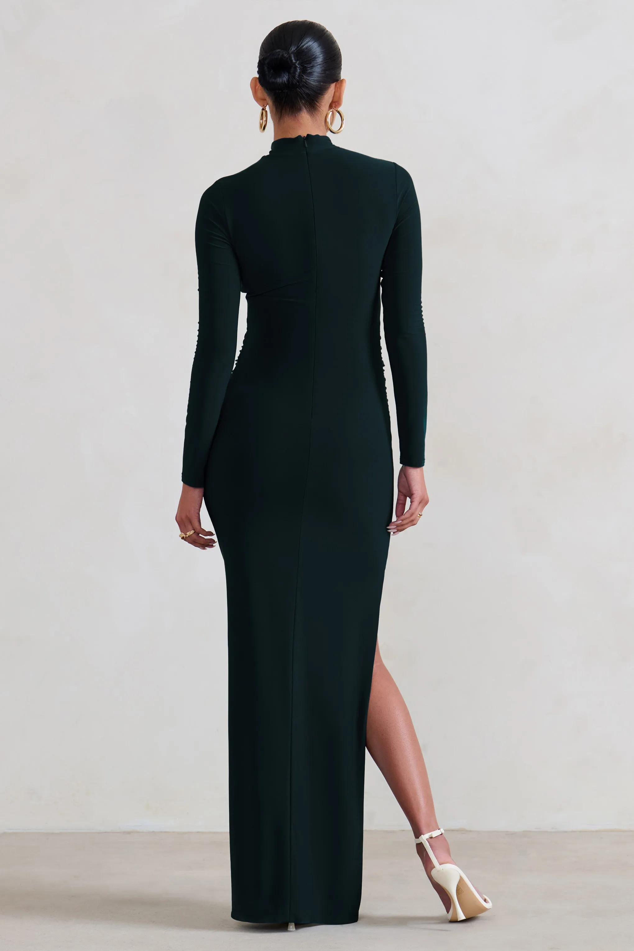 Alejandra | Black Maternity Long Sleeve High Neck Maxi Dress