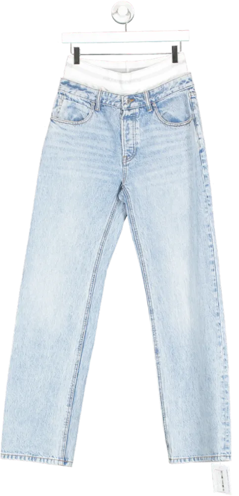 Alexander Wang Blue Logo Waistband Straight Leg Jeans W27