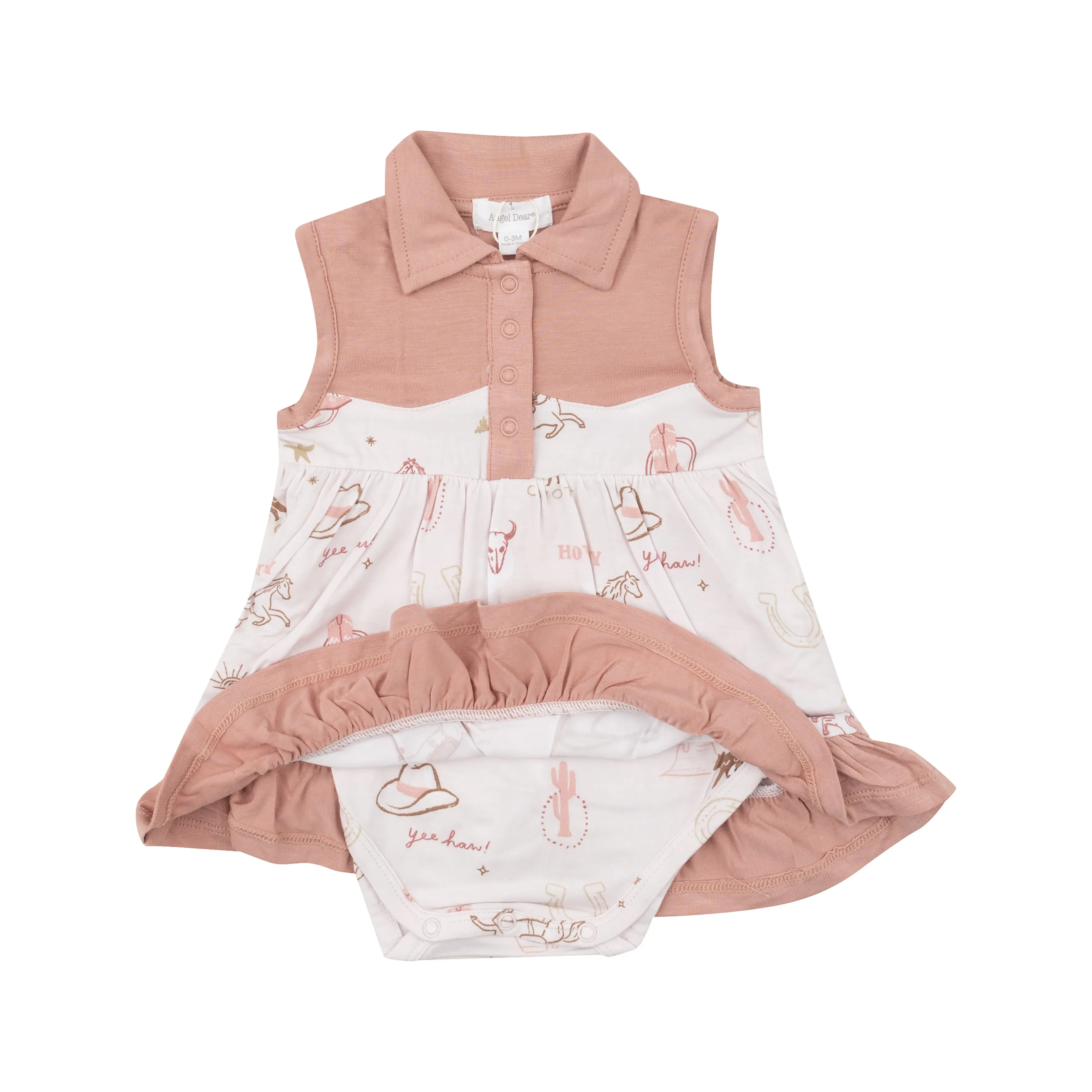 Angel Dear Cowboy Bodysuit Dress - Wild West Pink