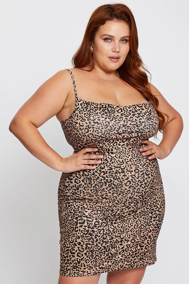 Animal Print Strappy Sleeveless Bodycon Dress