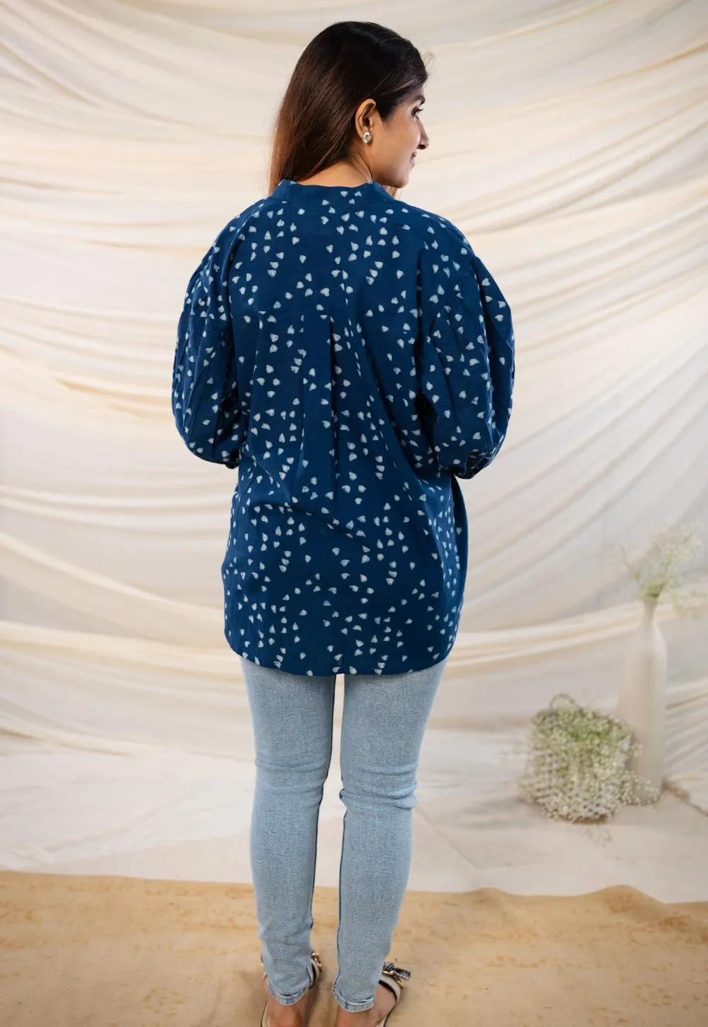 Aqsa Indigo Dabu Cotton Top