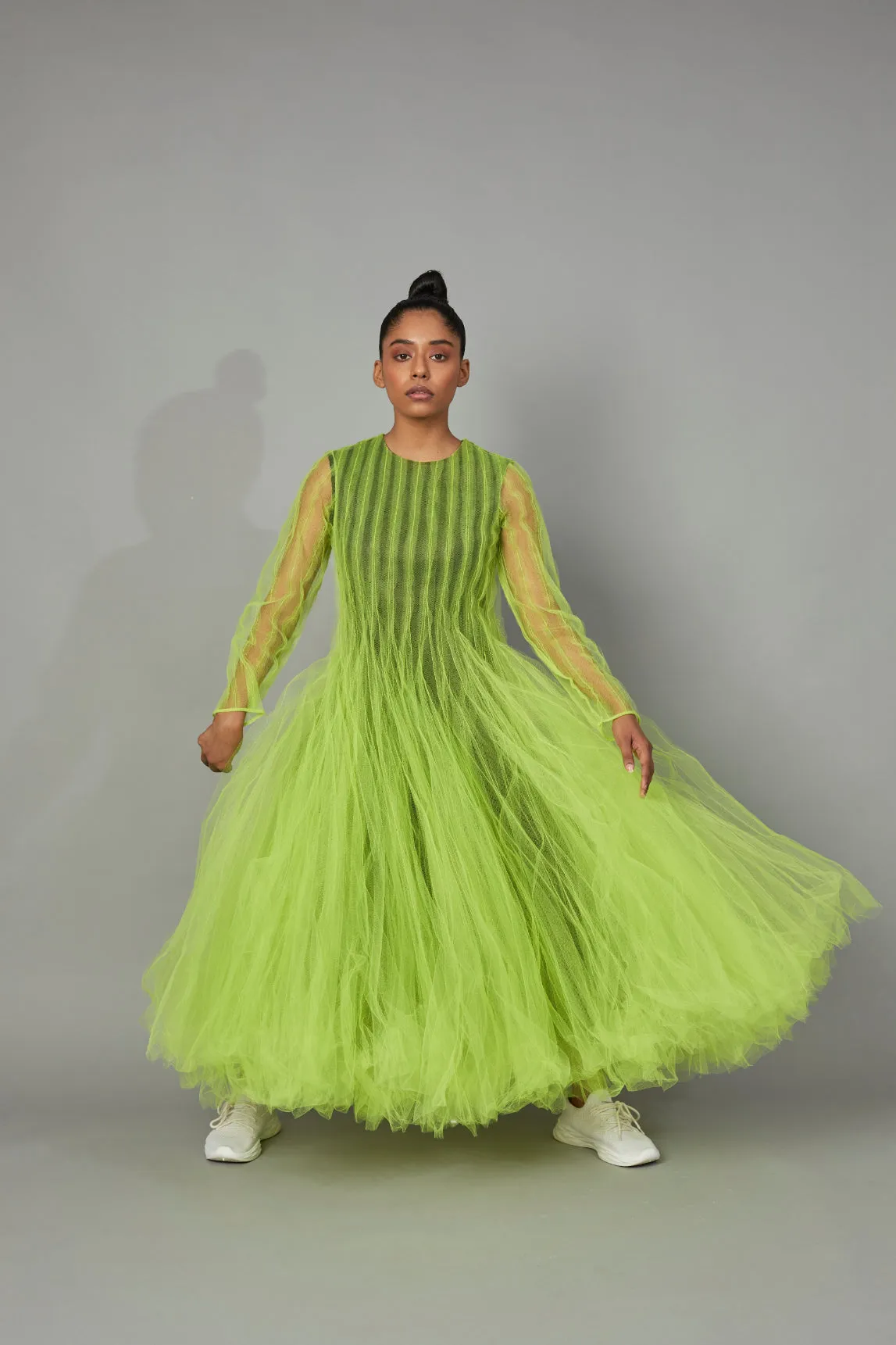 BOTTLE BRUSH TULLE DRESS LIME