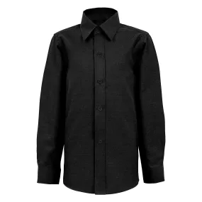 Boys Black Textured Dress Shirt