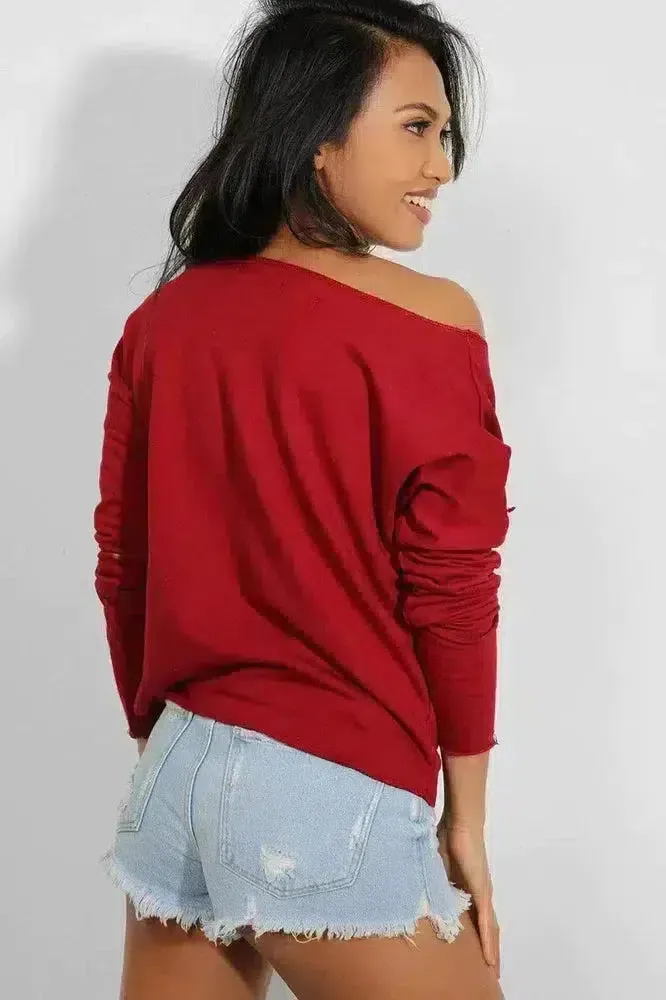 Burgundy London Galaxy Print Cropped Sweatshirt