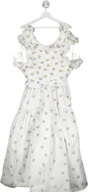 Cecilie Bahnsen White Flower Detail Smock Dress UK S