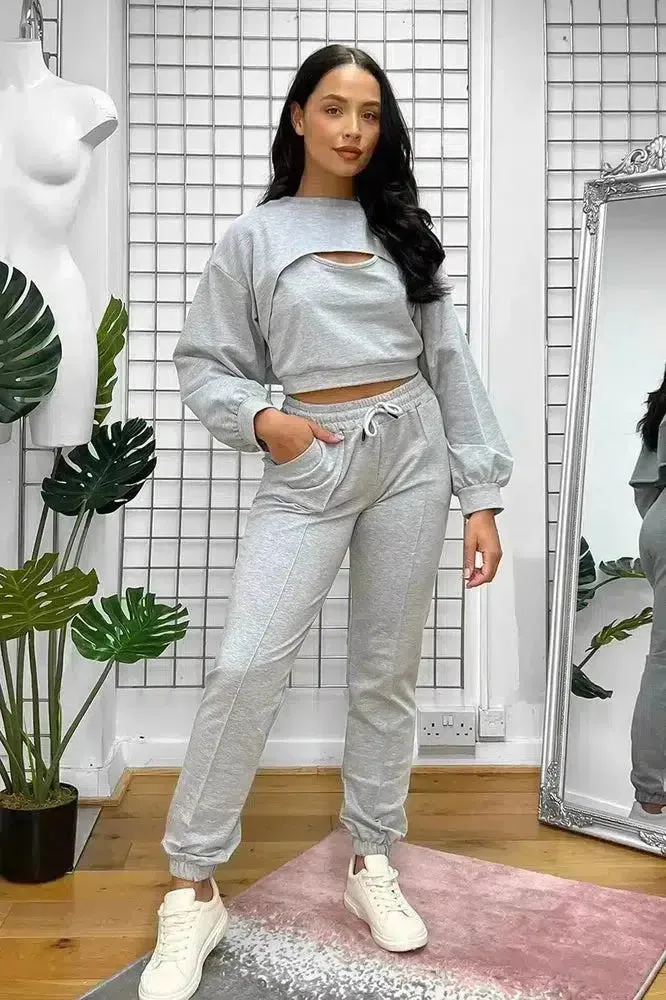 Cut Out Top Three Piece Tracksuit