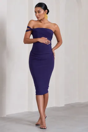 Eviana | Purple Bodycon Sleeveless Twist Maternity Midi Dress