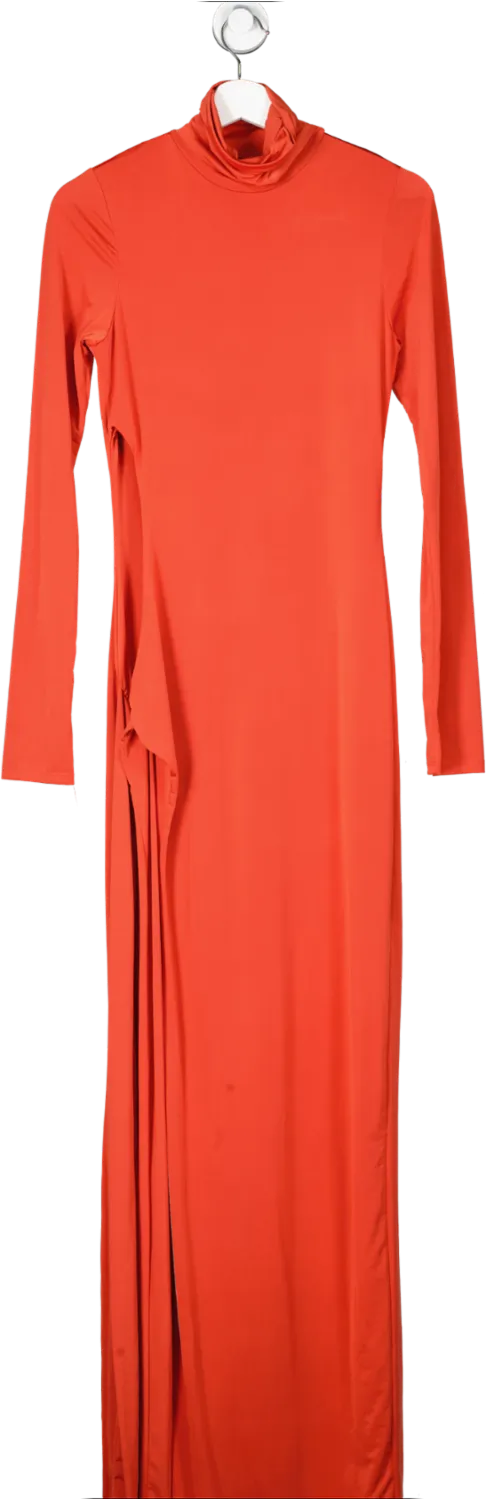 Fashion Nova Red Got You Caught Up Cut Out Maxi Dress Rust UK M