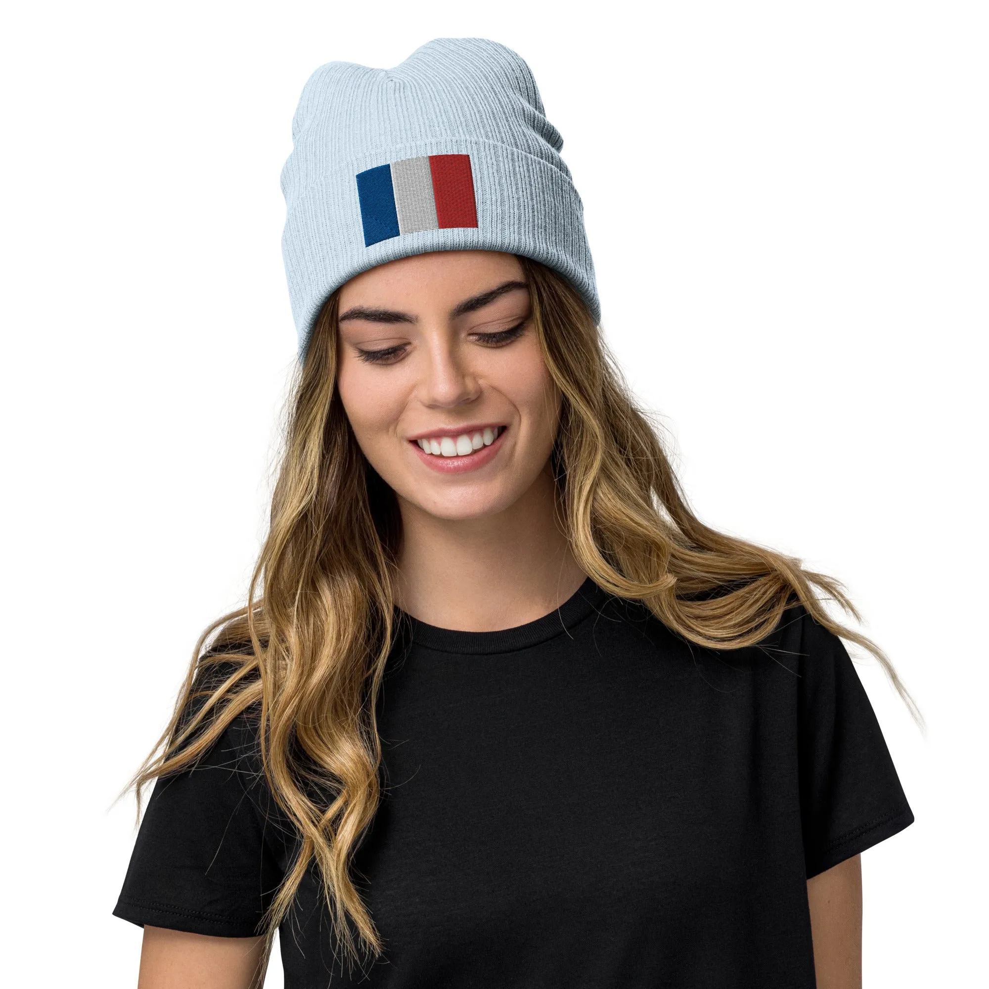 France Beanie With Embroidered Flag / Recycled Polyester / Quality Clothing