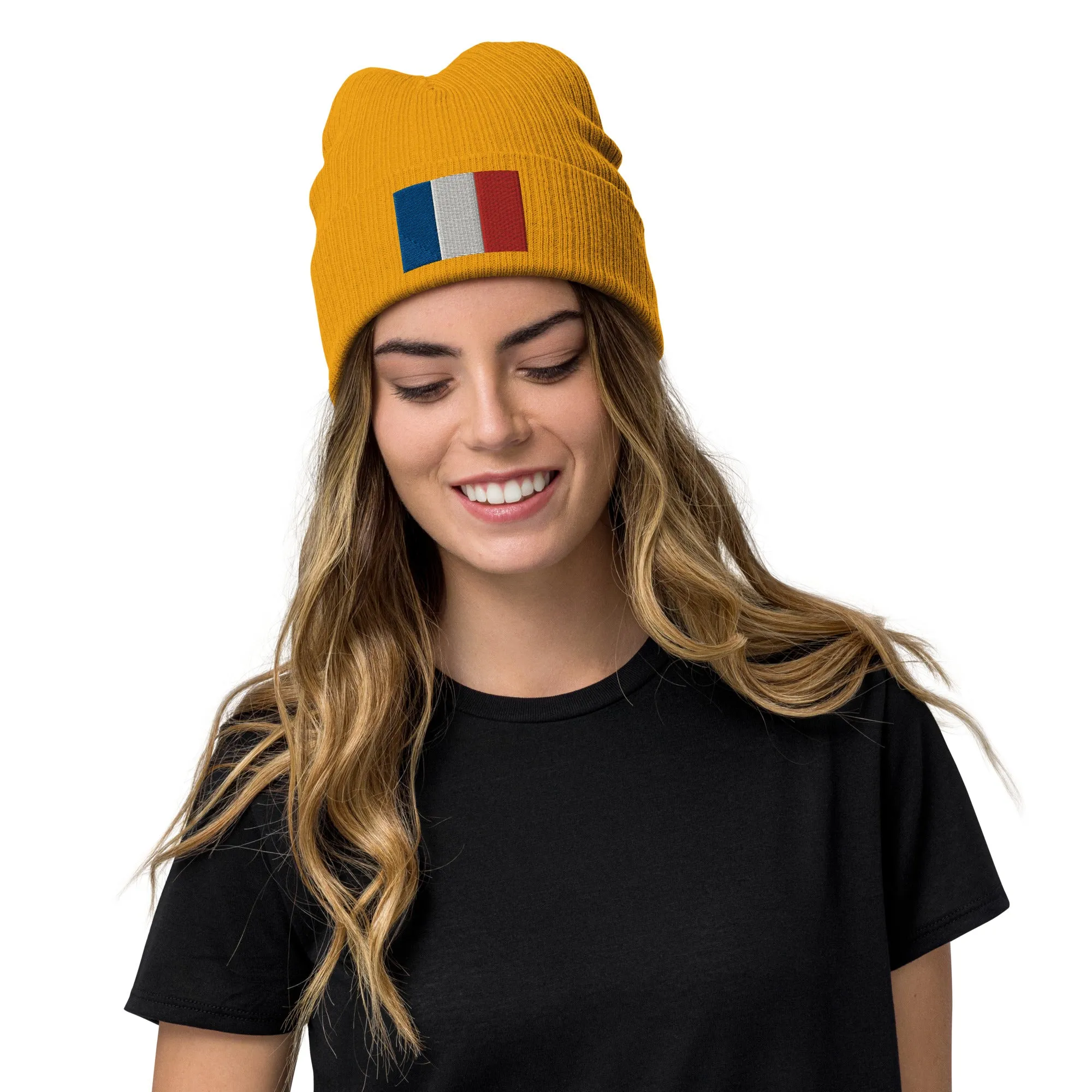 France Beanie With Embroidered Flag / Recycled Polyester / Quality Clothing