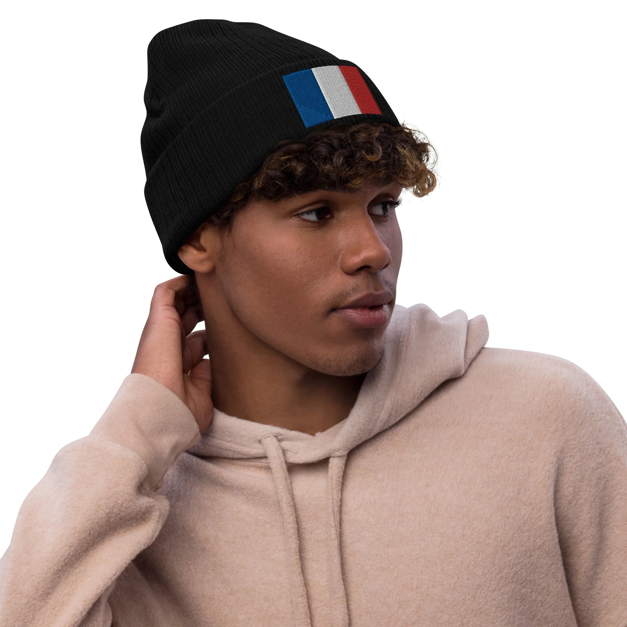 France Beanie With Embroidered Flag / Recycled Polyester / Quality Clothing