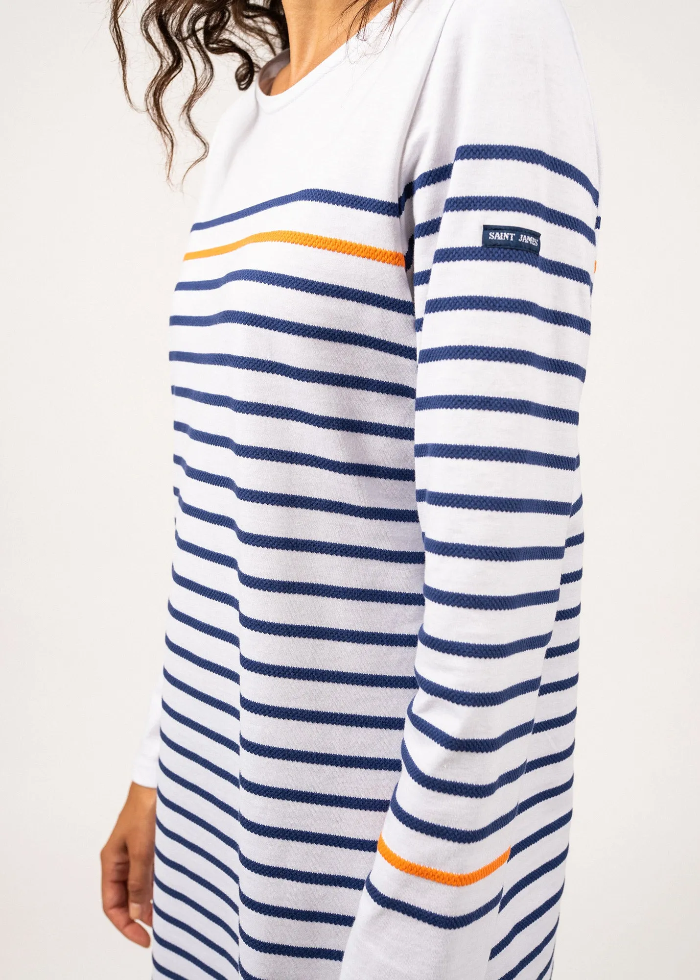 Fréhel striped dress - with a contrasting stripe (NEIGE/INDIGO/ORANGE FLUO)