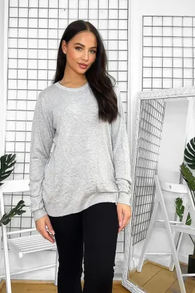 Grey Crystals Embellished Pullover