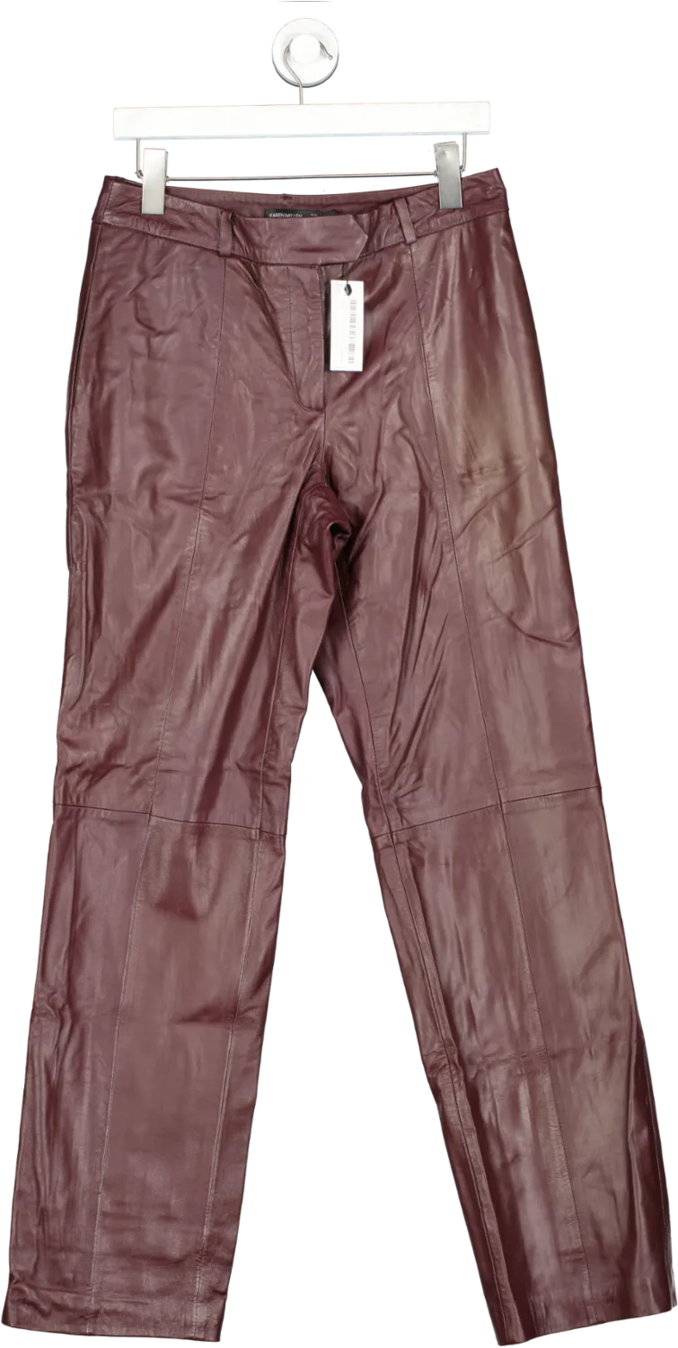 Karen Millen Burgundy Leather Straight Leg Trousers UK 10