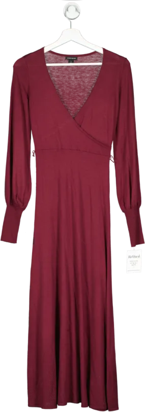 Karen Millen Red Cashmere Blend Wrap Full Sleeve Belted Knit Maxi Dress UK XS