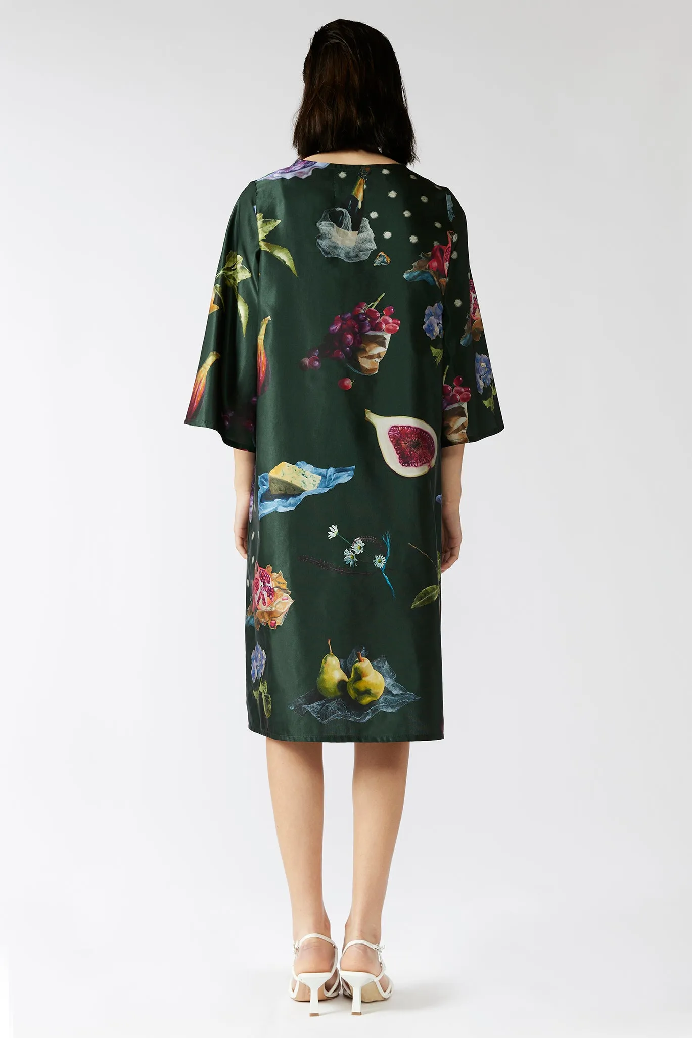 KEEGAN CLASSIC 3/4 SLEEVED DRESS [ Cotton / Silk ~ Picnic Print ]