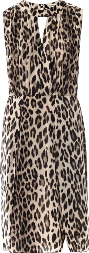 L'agence Beige Leopard Print Sleeveless Dress UK 6