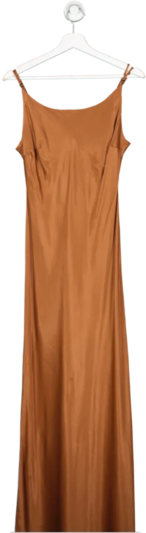 LILY AND LIONAL Brown Roxy Dress Tobacco Viscose Satin UK 12