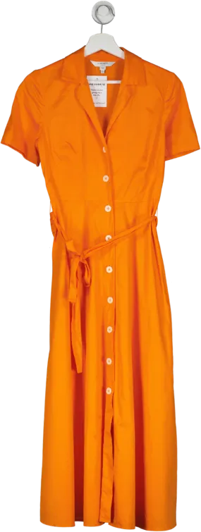 LK Bennett Orange Short Sleeve Belted Midi Dress UK 6