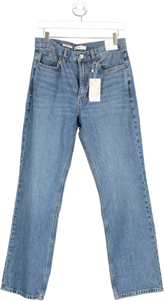 MANGO Blue Mid Rise Straight Jeans - Matilda BNWT UK 12