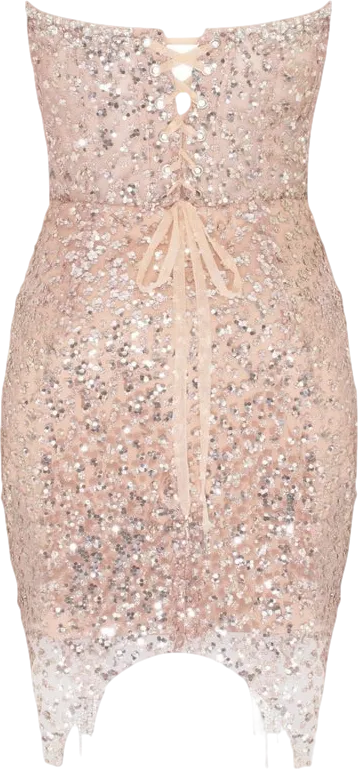 Milla Metallic Radiant Embellished Mini Dress In Gold With A Plunging Neckline UK XS