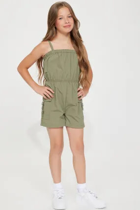 Mini True To Self Cargo Romper - Olive