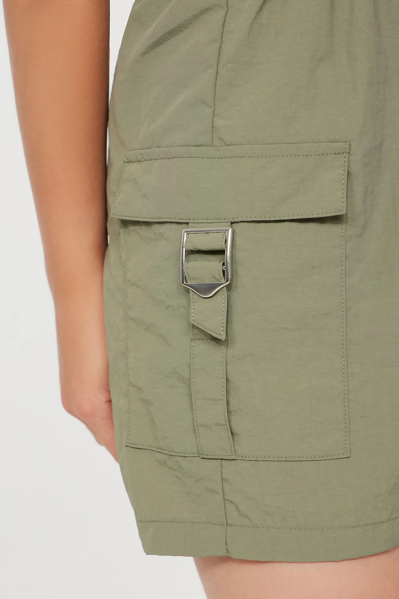 Mini True To Self Cargo Romper - Olive