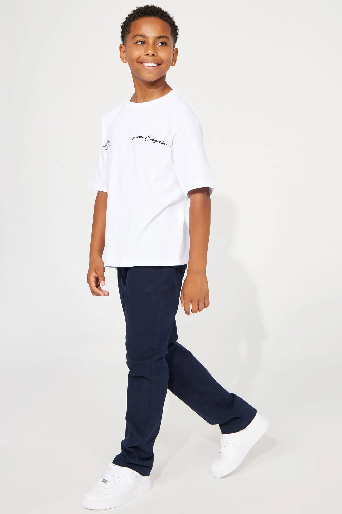 Mini Uniform Straight Leg Pants With Patch - Navy