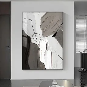 Modern Abstract Shades Of Gray Wall Art Fine Art Canvas Prints Thick Brush Black & White Prints For Urban Apartment Entrance Hall Decor