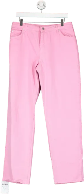 NA-KD Pink Mid Rise Straight Jeans UK S