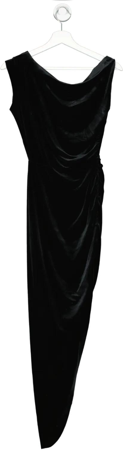 Norma Kamali Black Side Drape Gown UK XS