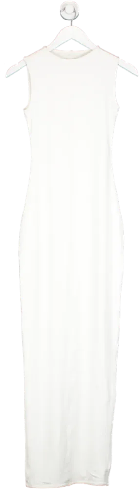 Oh Polly White Eydis  Contrast Stitch Sleeveless Maxi Dress UK 8