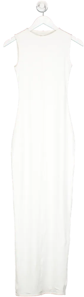 Oh Polly White Eydis  Contrast Stitch Sleeveless Maxi Dress UK 8