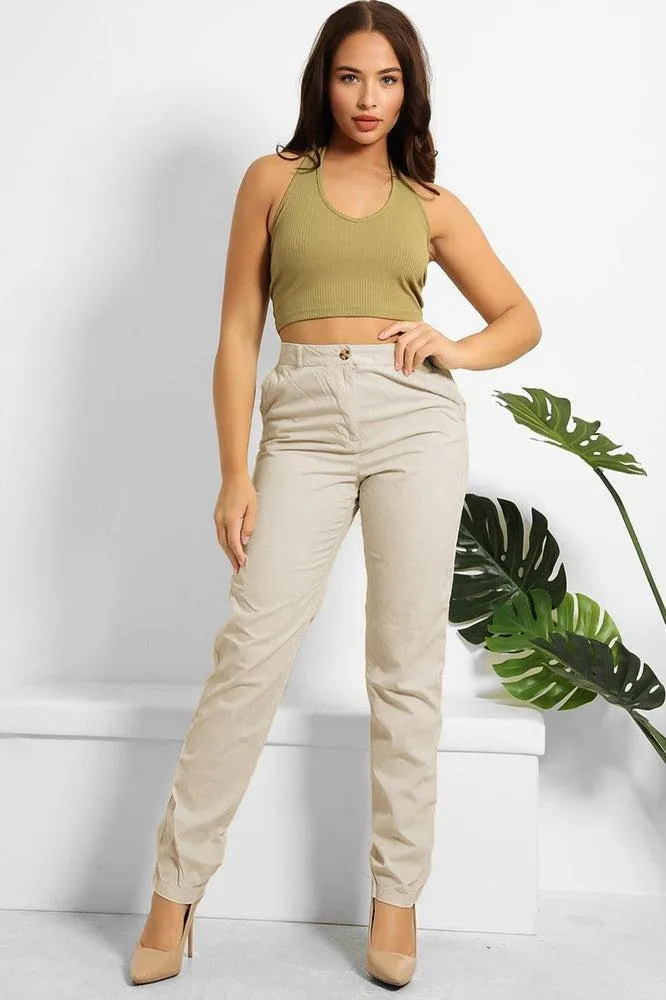 Organic Crinkled Cotton Slacks Trousers