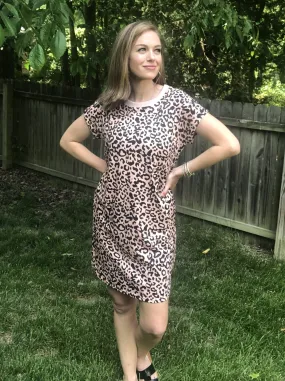 Pink Leopard T-Shirt Dress