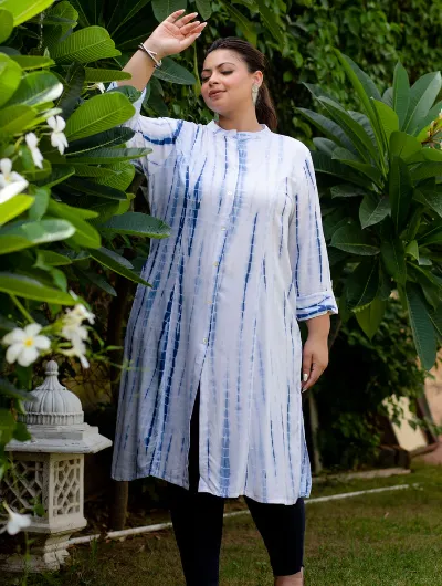 Plus Size Navy Blue  Tye Dye Kurti