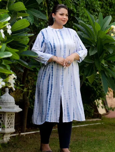 Plus Size Navy Blue  Tye Dye Kurti