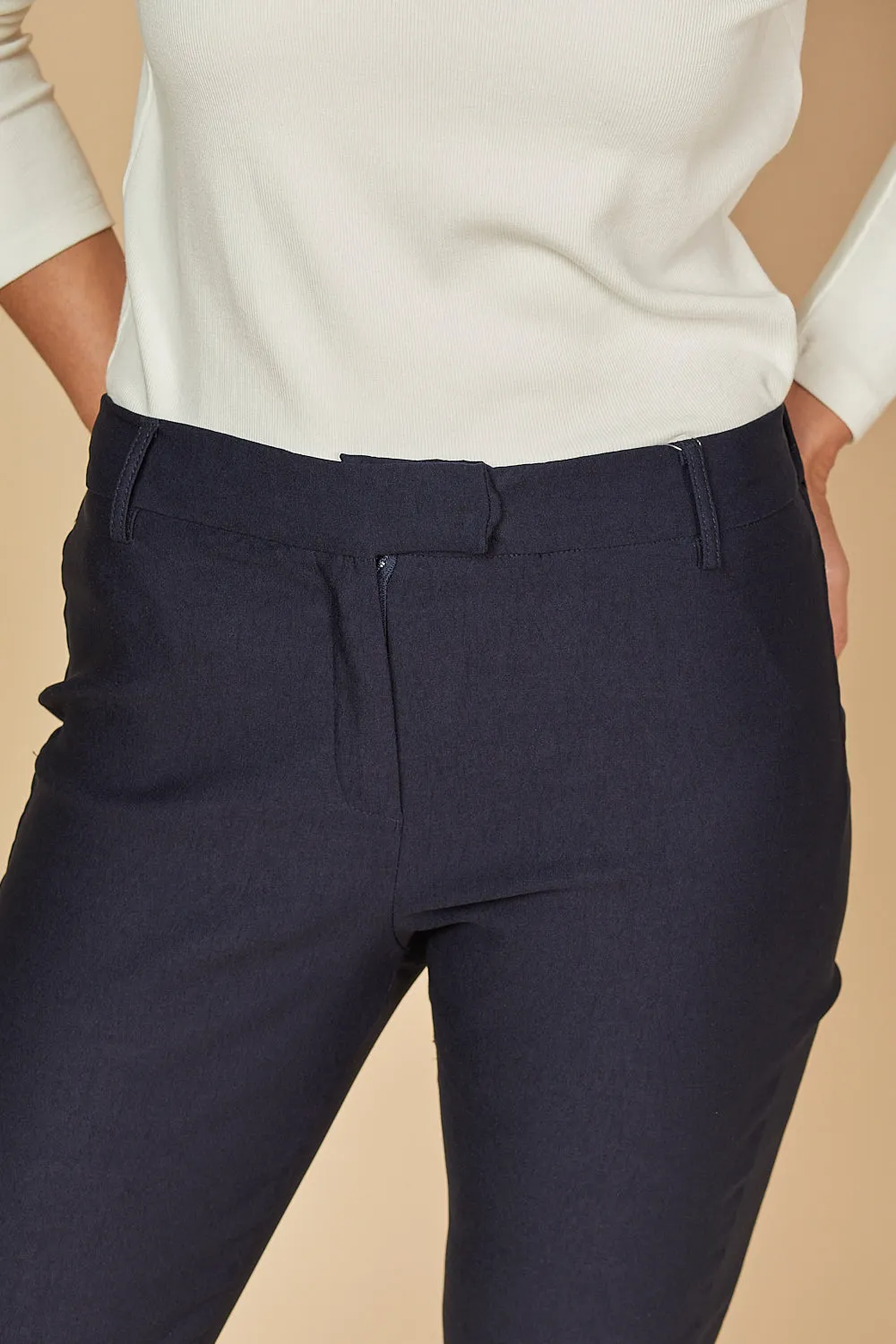 Ponte Straight Leg Pant in Navy