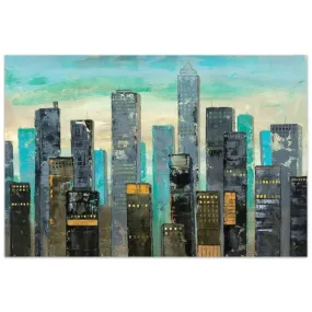 "Urban Lights II" Frameless Free Floating Tempered Art Glass Wall Art