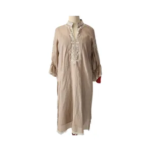 Sanam Chaudhri Beige and White Embroidered Kurta | Brand New |