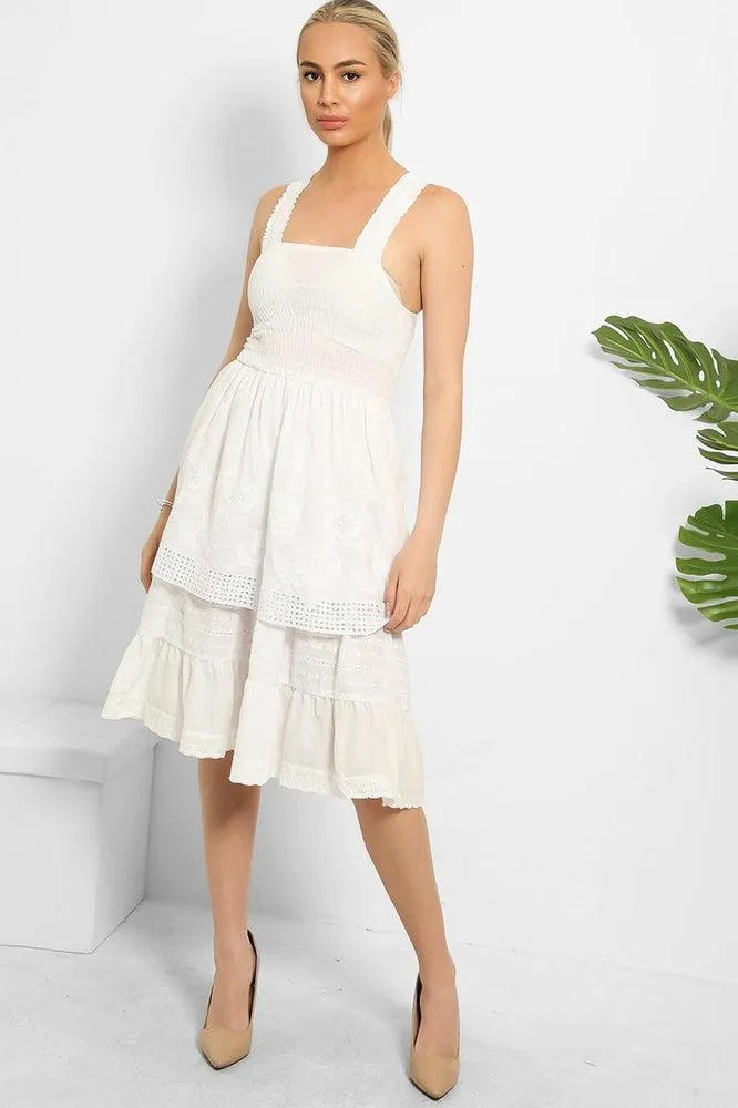 Shirred Bust Layered Summer Midi Sundress