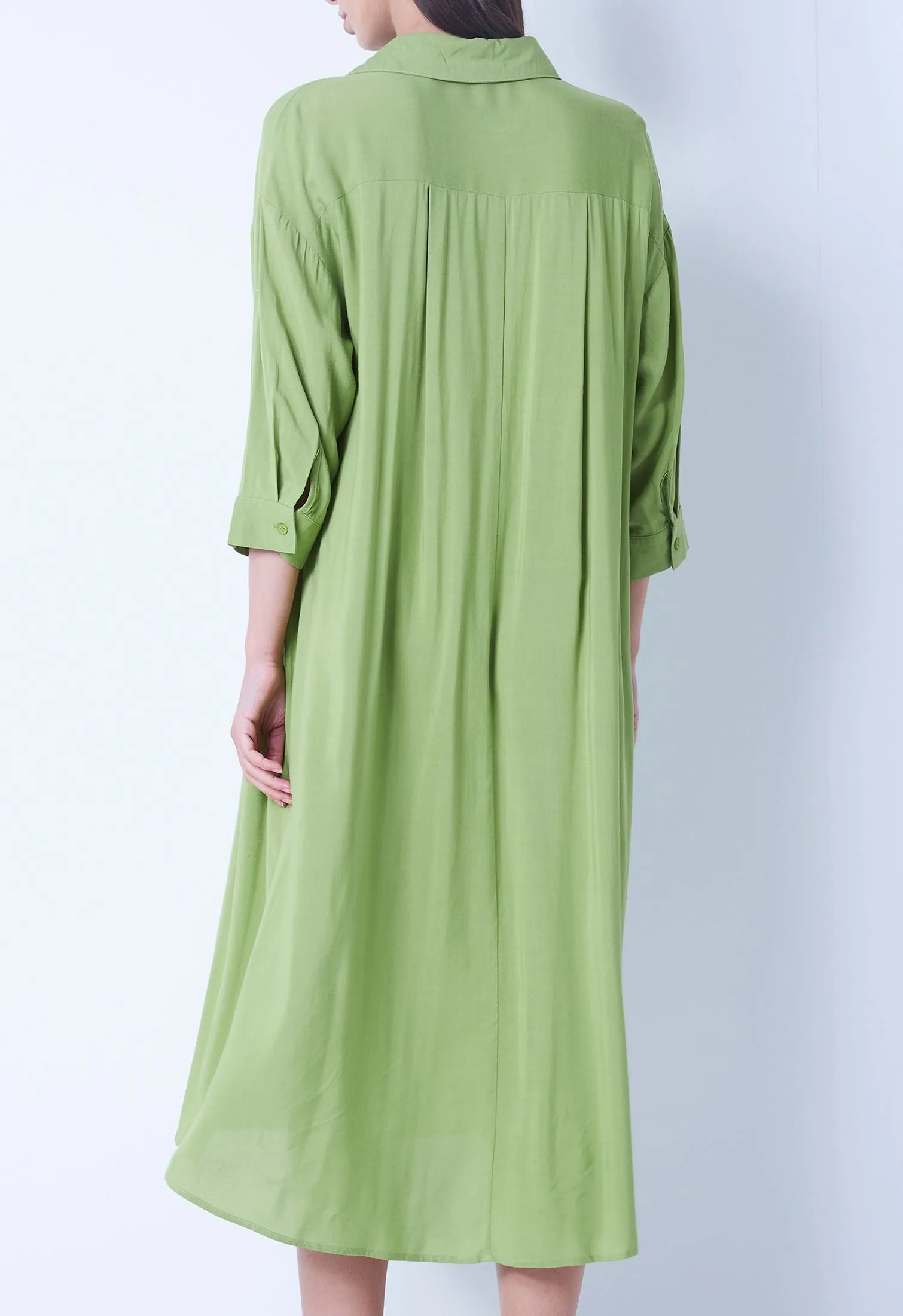 Slip-On Dress with Folded Cuff Sleeve