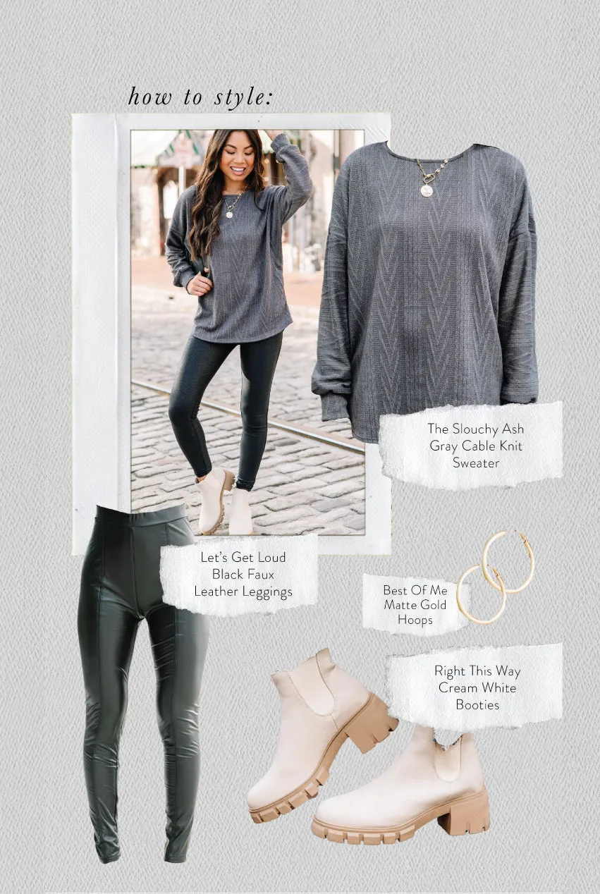 The Slouchy Ash Gray Cable Knit Top